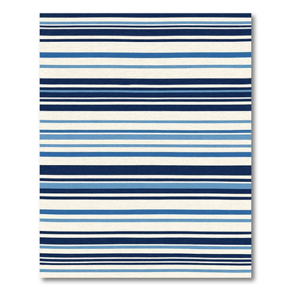 Navy Blue Cream Stripe Ensemble Rug