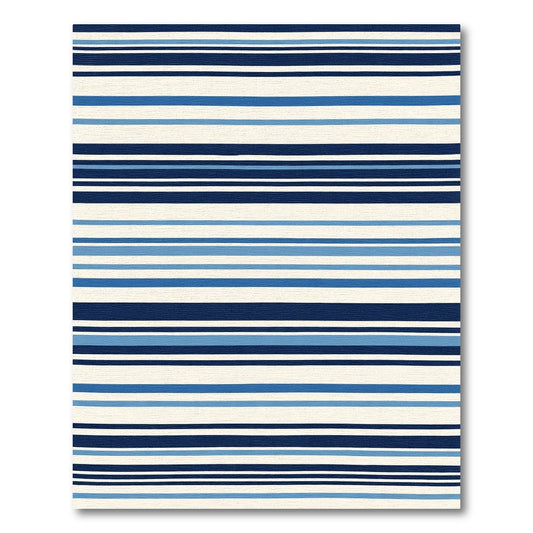 Navy Blue Cream Stripe Ensemble Rug