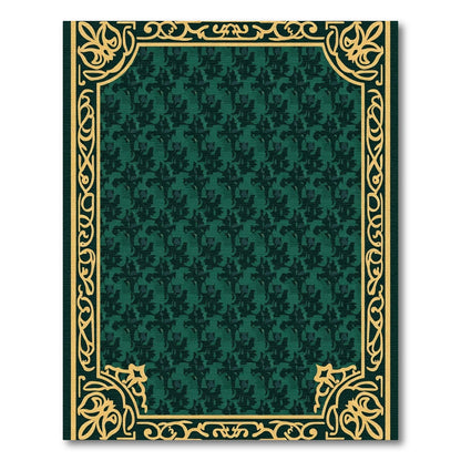 Ornate Emerald Floral Border Rug