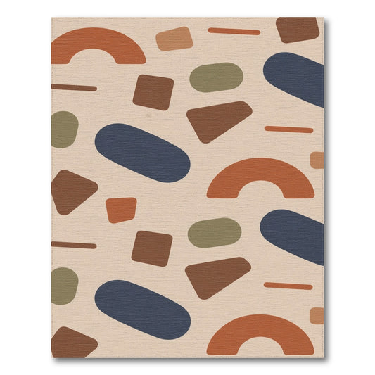 Abstract Shapes Brown Tan Area Rug