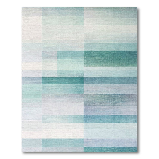 Teal Ombre Grid Rug