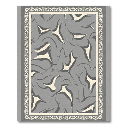 Gray Abstract Swirl Graphic Border Rug