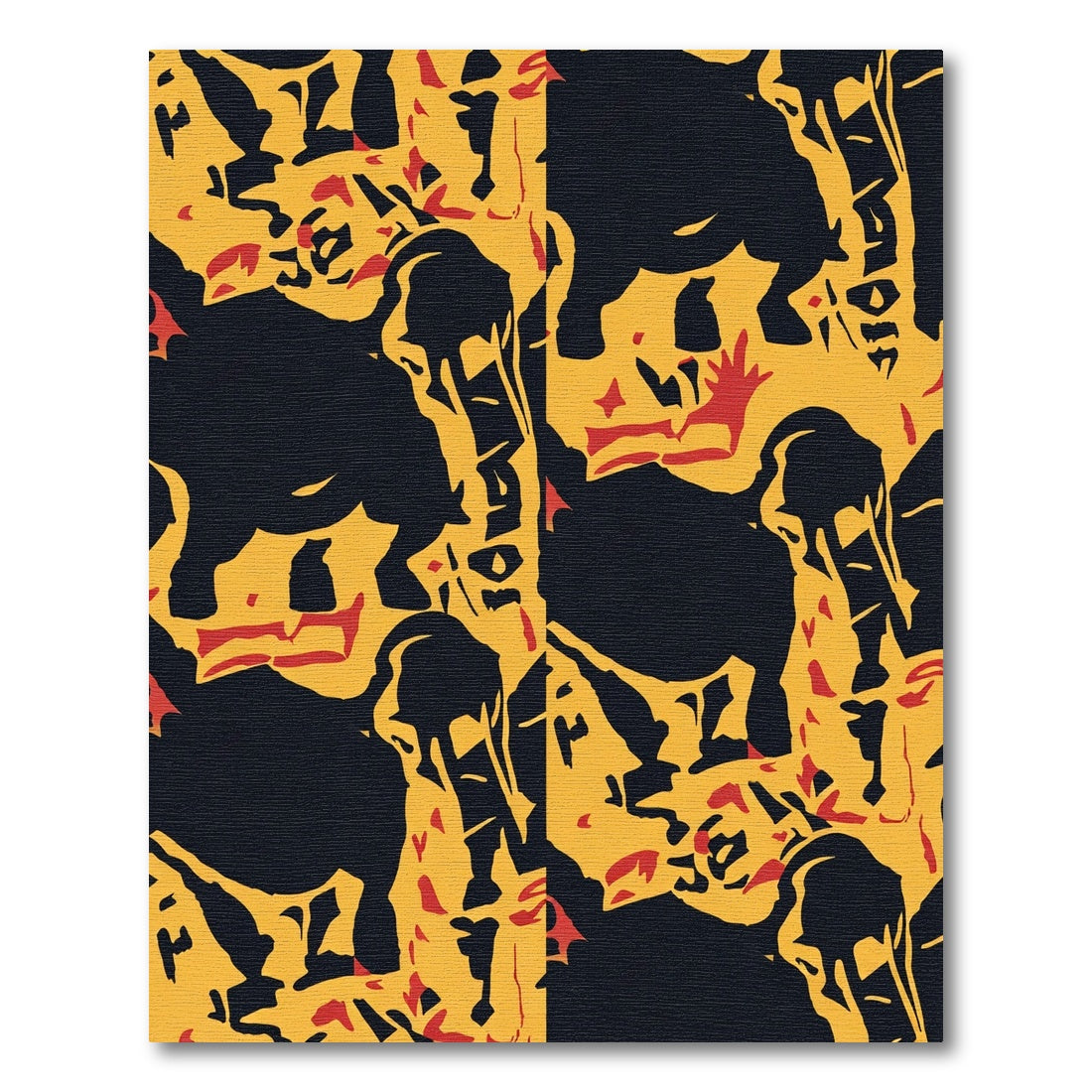 Bold Yellow Black Red Abstract Horses Rug