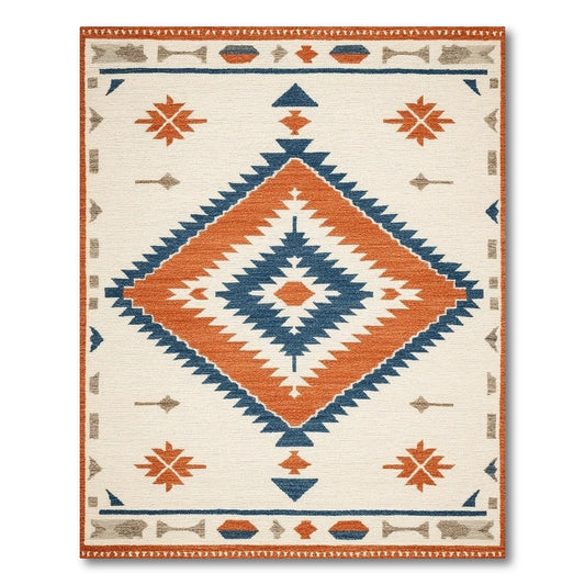 Southwestern Orange Diamond Area Rug