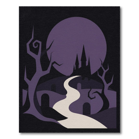 Abstract Area Purple Moonlit Castle Path Area Rug