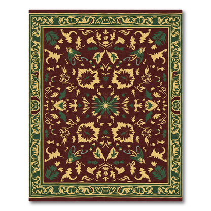 Rich Crimson Floral Bordered Medallion Rug