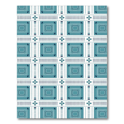Blue and Teal Geometric Washable Area Rug