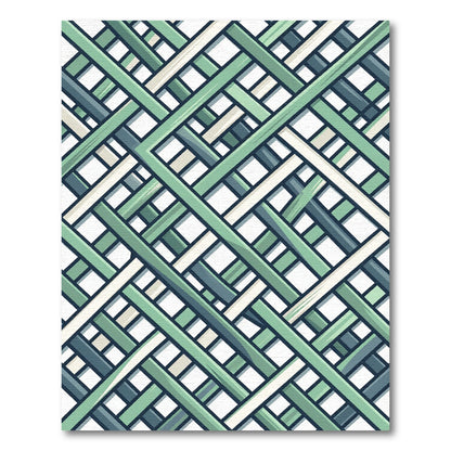 Green Blue Interwoven Lattice Rug