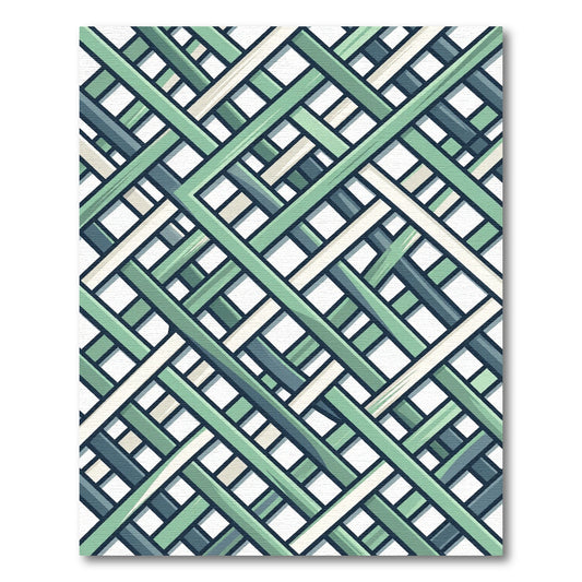 Green Blue Interwoven Lattice Rug