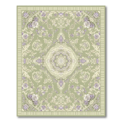 Sage Green Floral Vintage Area Rug