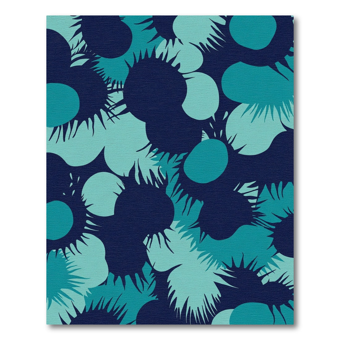 Deep Teal Abstract Floral Burst Rug
