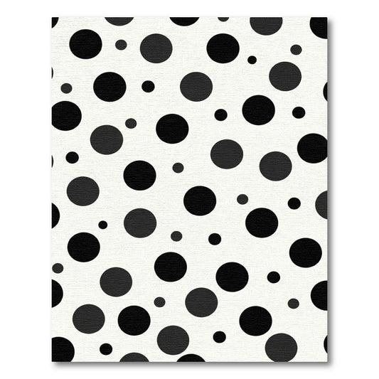 Modern Black White Polka Dot Rounds Rug