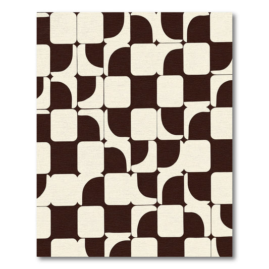 Mid Century Modern Squares Curves Rug