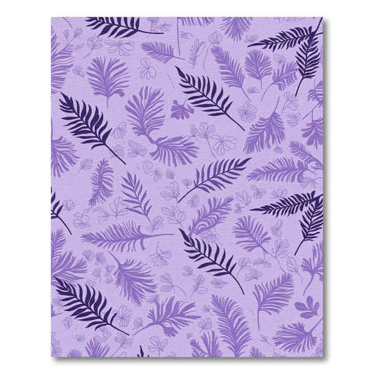Purple Fern Leaf Collage Rug