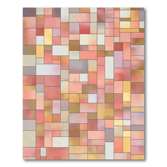 Abstract Pink Peach Geometric Blocks Rug