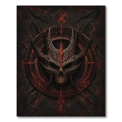 Fiery Horned Skull Area Rug