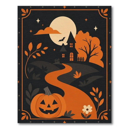 Orange Halloween Pumpkin Haunted House Kids Area Rug