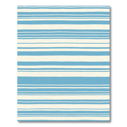 Seaside Blue Cream Horizontal Stripes Rug