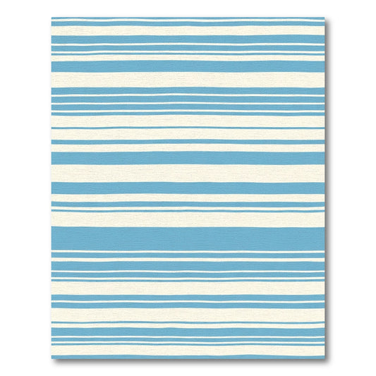 Seaside Blue Cream Horizontal Stripes Rug