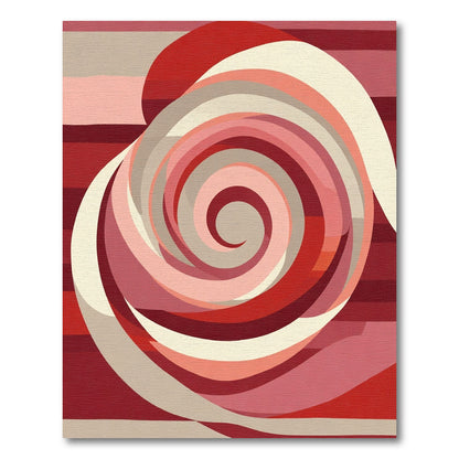 Crimson Swirl Abstract Ribbon Rug