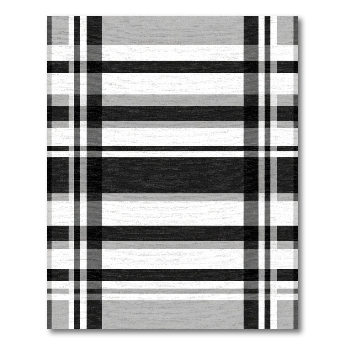 Modern Black White Plaid Stripes Rug