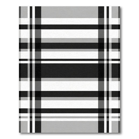 Modern Black White Plaid Stripes Rug