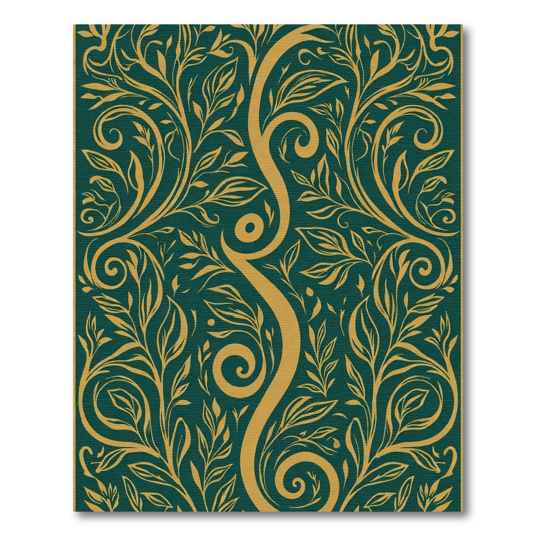 Emerald Golden Swirl Floral Vine Rug