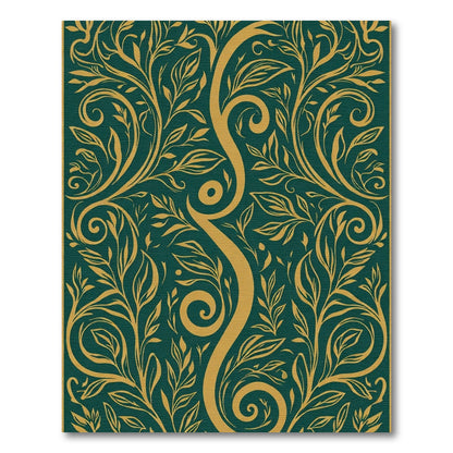 Emerald Golden Swirl Floral Vine Rug