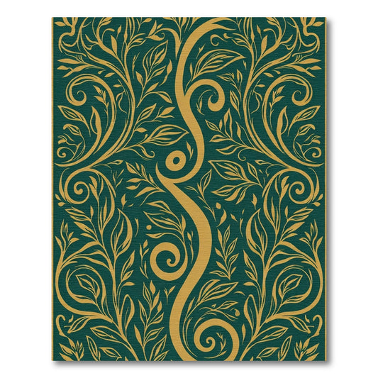 Emerald Golden Swirl Floral Vine Rug