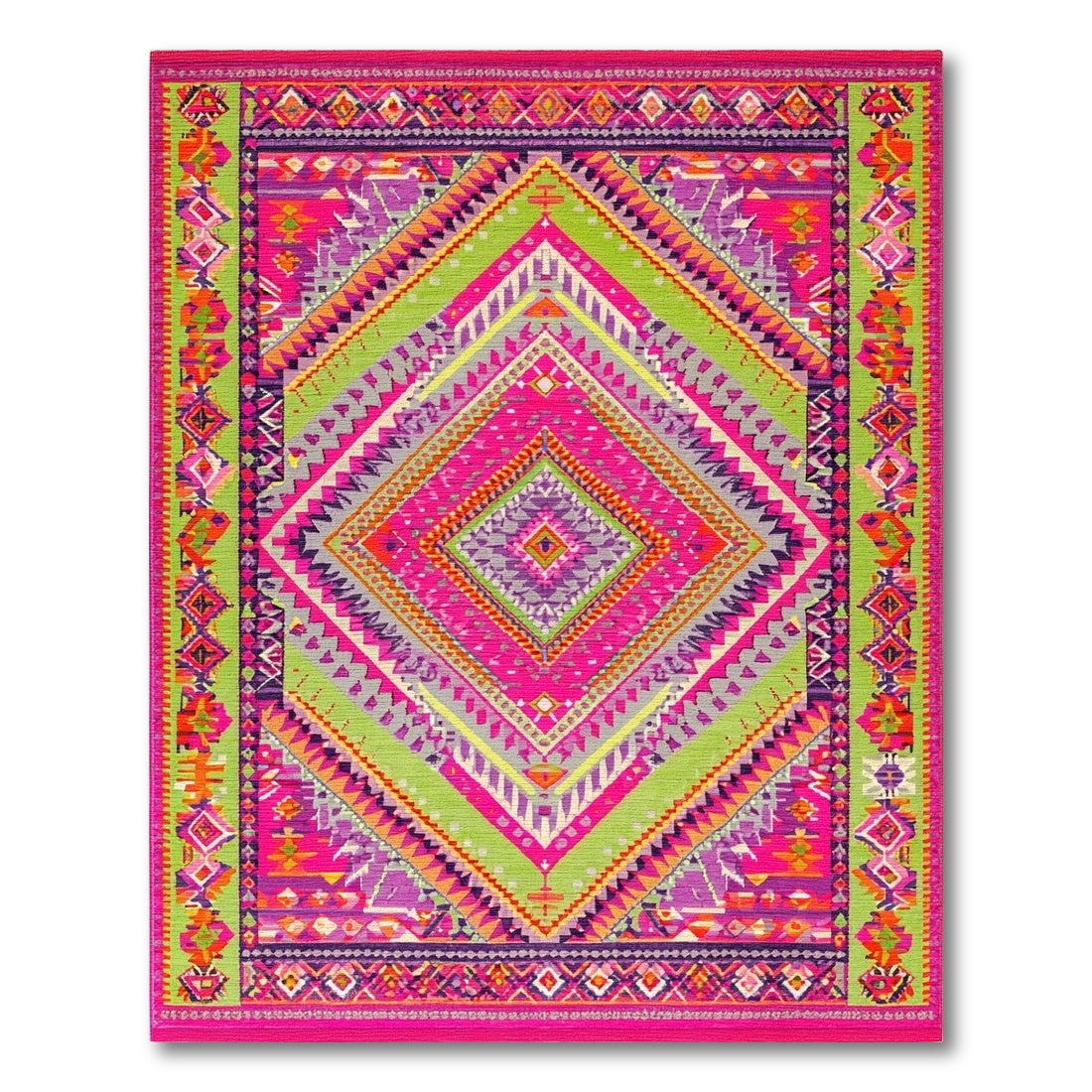 Vibrant Multi-Color Tribal Diamond Area Rug