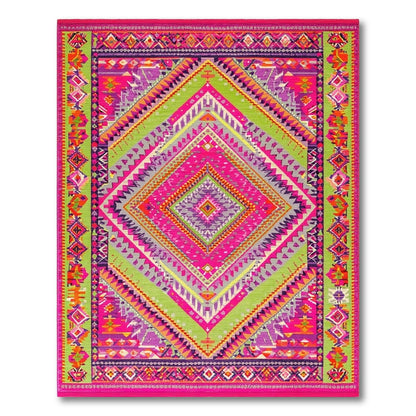 Vibrant Multi-Color Tribal Diamond Area Rug