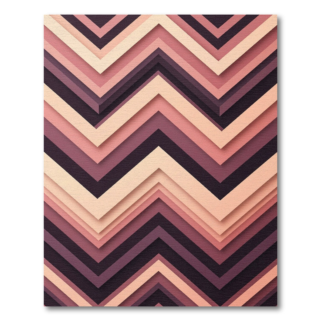 Layered Pink Chevron Geometric Rug