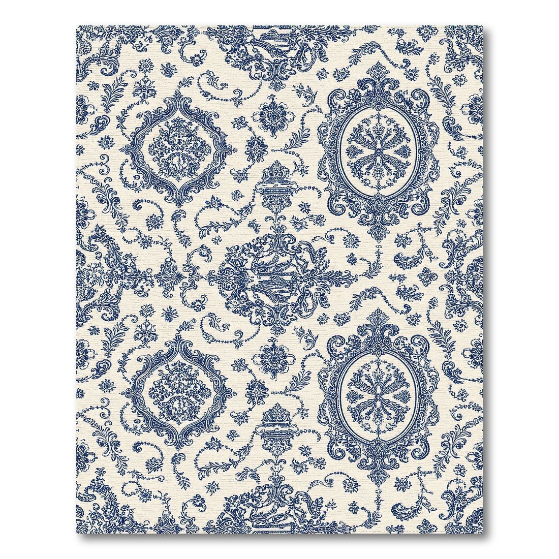 Blue Floral Vintage Area Rug