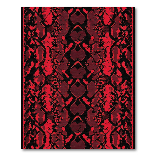 Crimson Red Snake Skin Texture Rug