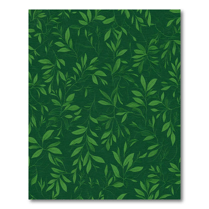Deep Forest Green Leafy Vines Rug