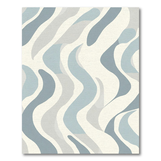 Soft Blue Wave Organic Abstract Rug