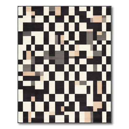 Black and White Black White Geometric Pixel Area Rug