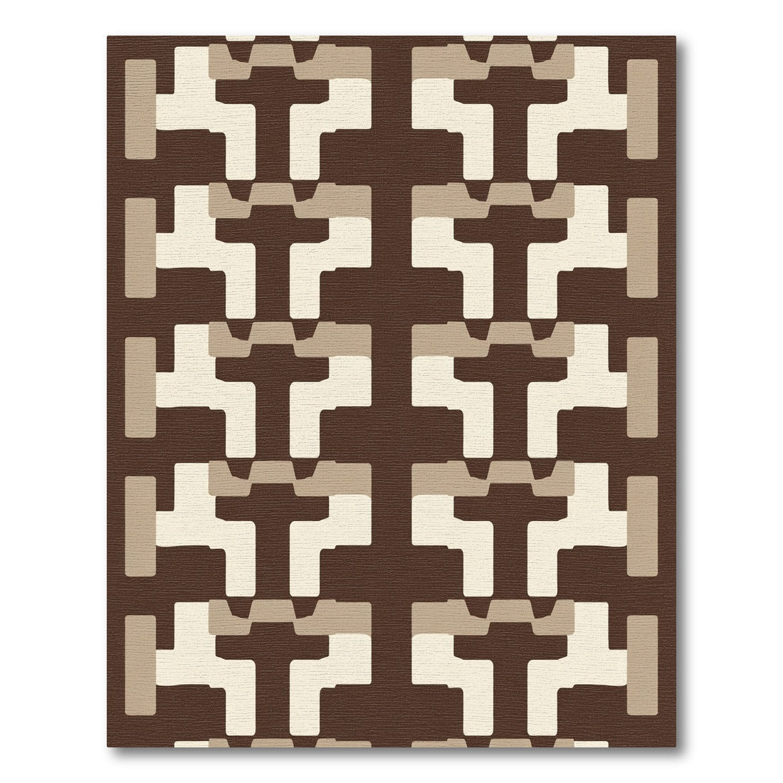 Brown and Cream Geometric Links Rug