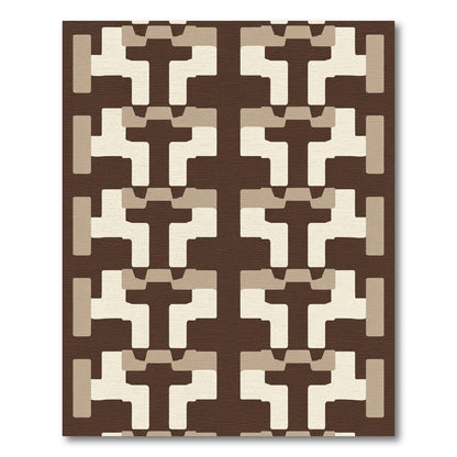 Brown and Cream Geometric Links Rug