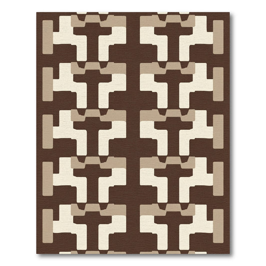 Brown and Cream Geometric Links Rug