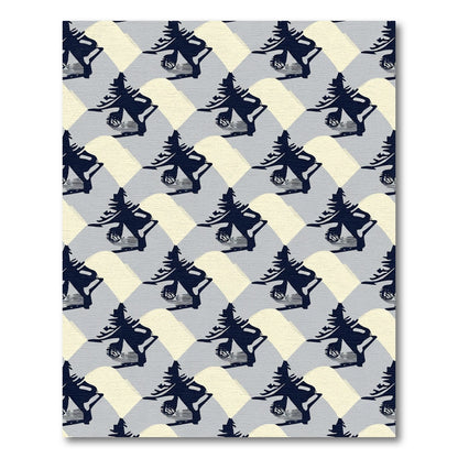 Navy Geometric Diamond Wave Rug