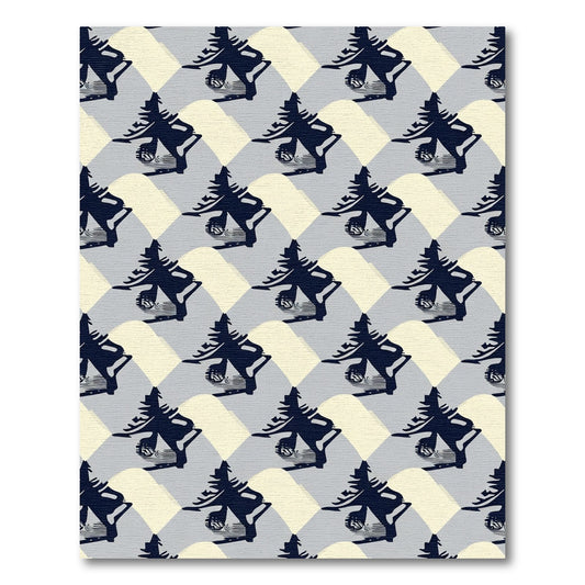 Navy Geometric Diamond Wave Rug