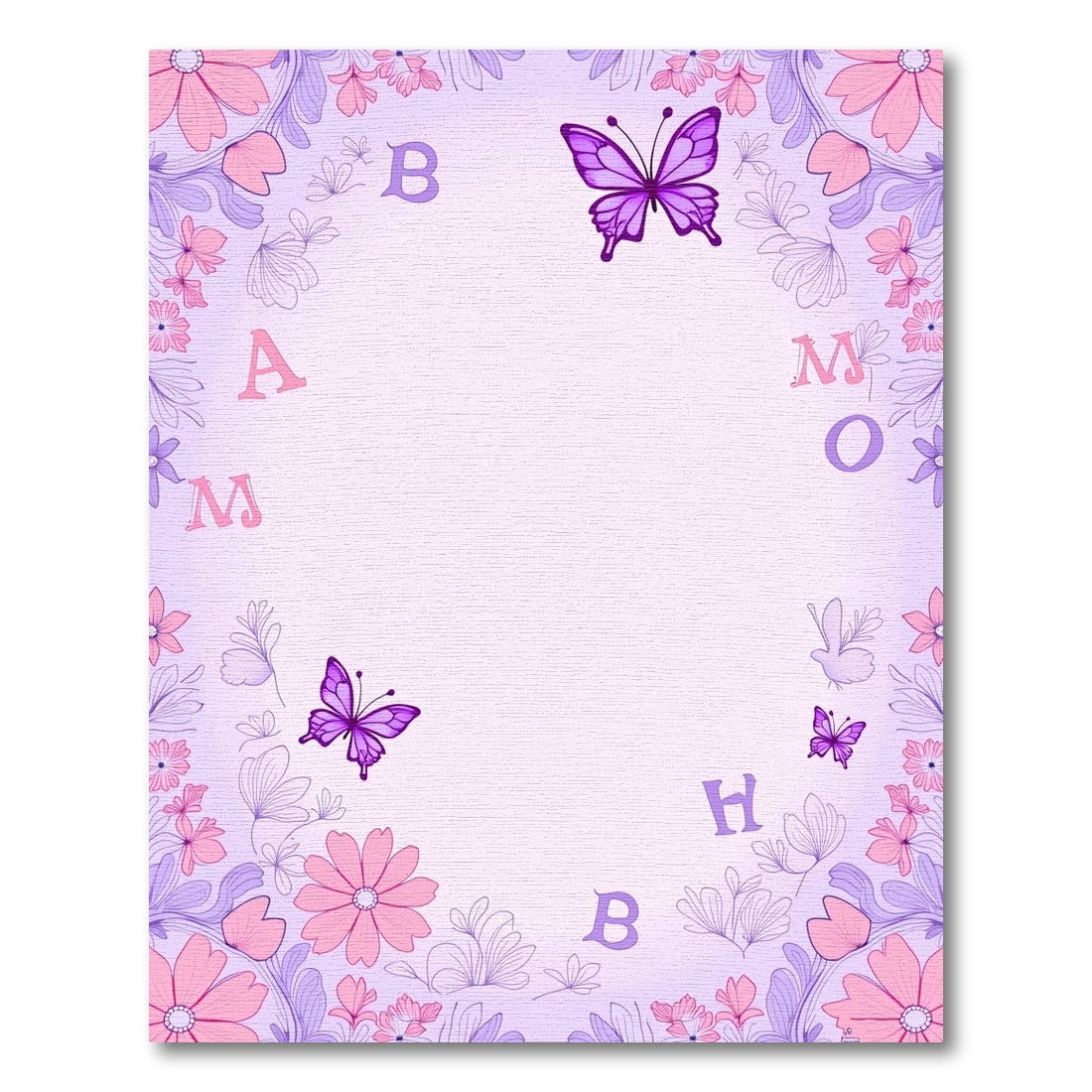 Whimsical Lavender Floral Butterfly Bloom Rug