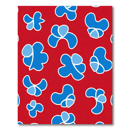 Crimson Blue Abstract Blossom Rug