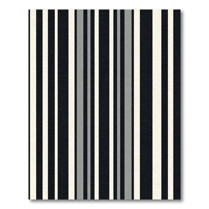 Modern Black Cream Gray Stripes Rug
