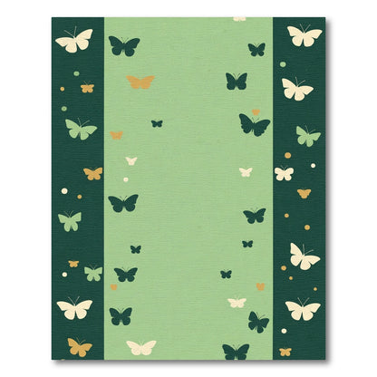 Whimsical Emerald Butterfly Garden Rug