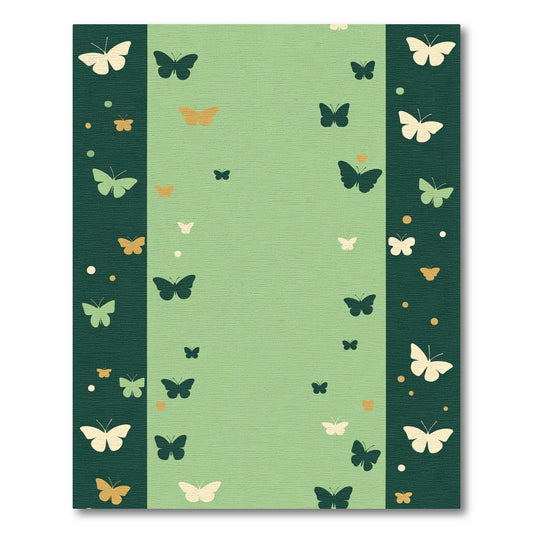 Whimsical Emerald Butterfly Garden Rug