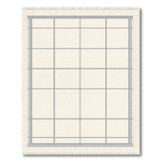 Pale Grey Lattice Border Rug