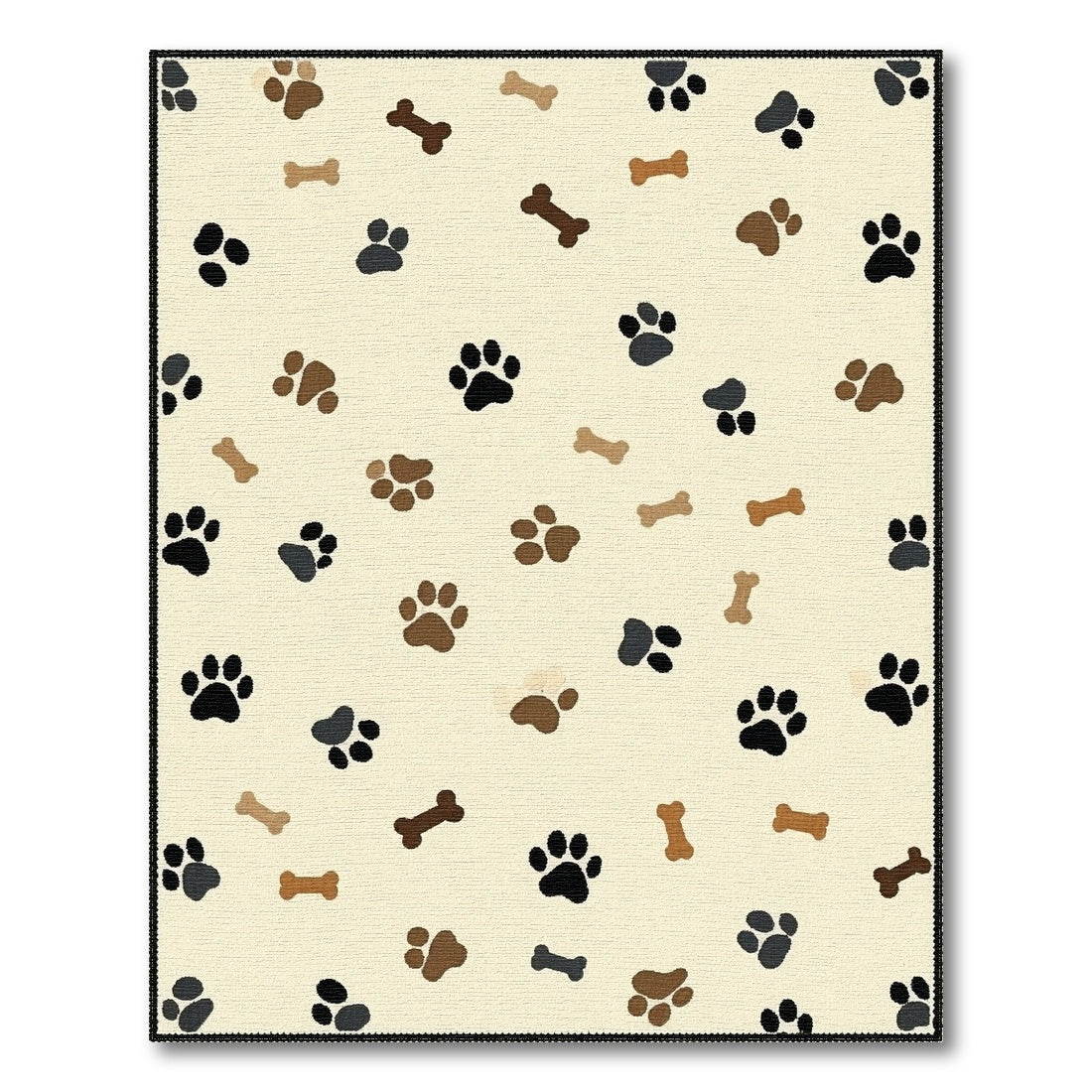 Paw Print and Bone Beige Area Rug
