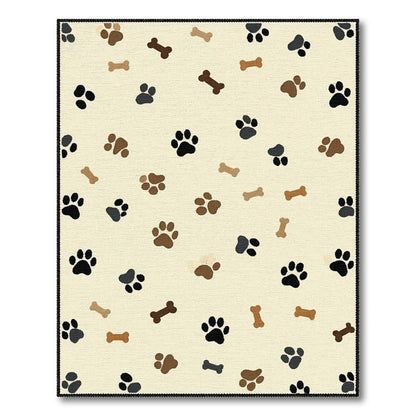 Paw Print and Bone Beige Area Rug